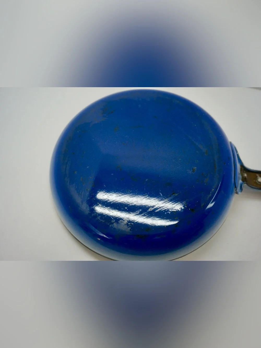 Vintage 1970s Globe-Ware Blue Ombré Enameled Skillet with Lid